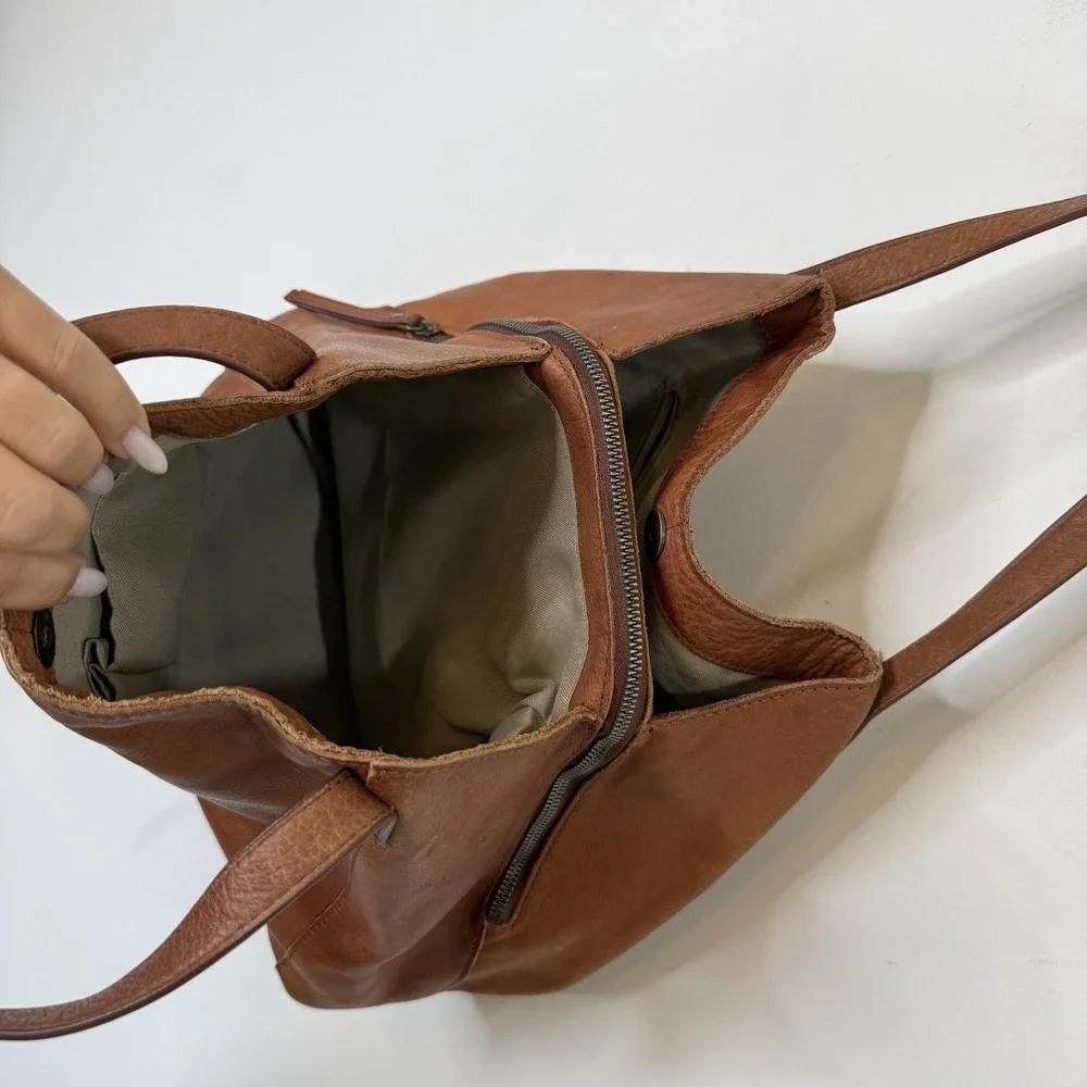 American Leather Liberty Shopper Hobo Shoulder Bag Tote Purse Pebbled Double
